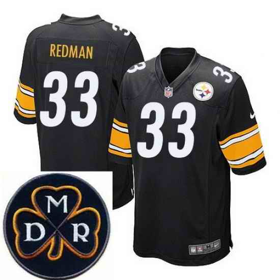 Men's Nike Pittsburgh Steelers #33 Isaac Redman Black Elite MDR Dan Rooney Patch Jerseys